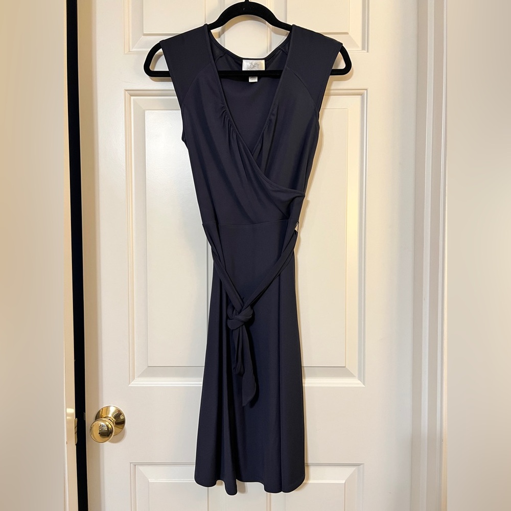 Ann Taylor Loft Petite classic dark blue cocktail dress